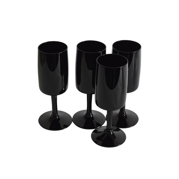 4 Swedish Black Crystal Wine Glasses Bjorkshult Scan by Hans Christian Wagner - Picture 5 of 15